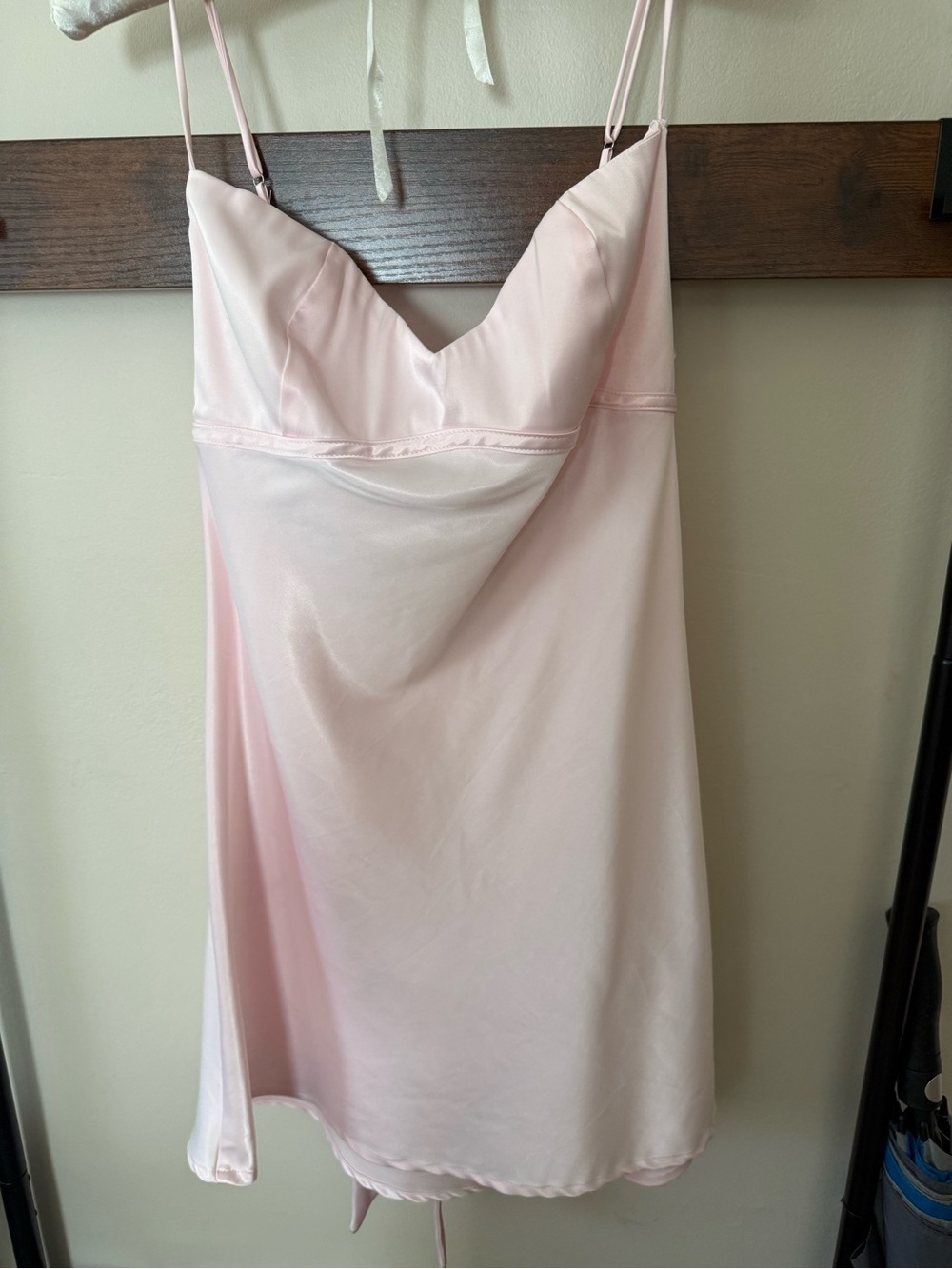 Lucy in the Sky Blush Pink Satin Chemise with Adjustable Straps